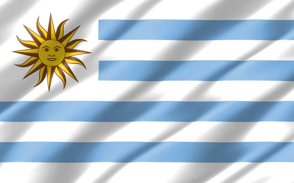 Bandera Ondulada Seda Uruguay Gráfico Ilustración Ondulada Bandera Uruguaya Bandera — Foto de Stock