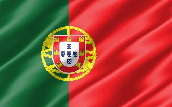 Drapeau Ondulé Soie Portugal Graphique Illustration Drapeau Portugais Ondulé Drapeau — Photo