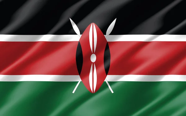 Bandiera Ondulata Seta Del Kenya Grafico Illustrazione Sventolata Della Bandiera — Foto Stock
