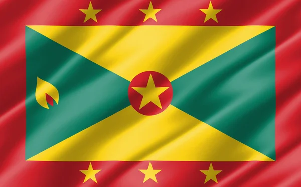 Zijde Golvende Vlag Van Grenada Graphic Golvende Grenadiaanse Vlag Illustratie — Stockfoto