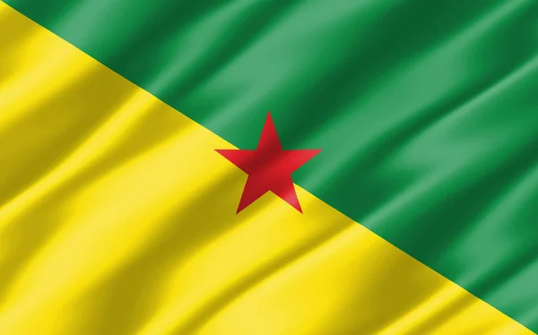 Bandera Ondulada Seda Guayana Francesa Gráfica Ilustración Ondulada Bandera Guyana — Foto de Stock