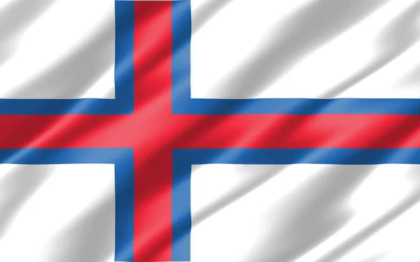 法罗群岛的丝绸波浪形旗帜 Wavy Faroese国旗插图 裂开的法罗群岛国旗是自由 爱国主义和独立的象征 — 图库照片