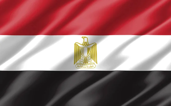 Шовковий Хвилястий Прапор Єгипту Опис Піднесеного Прапора Єгипту Розкритикований Прапор — стокове фото