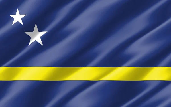 Bandiera Ondulata Seta Curacao Grafico Illustrazione Della Bandiera Curacaoana Ondulata — Foto Stock