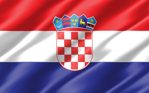 Silk Wavy Flag Croatia Graphic 크로아티아 국기에 번성하는 크로아티아의 깃발은 — 스톡 사진