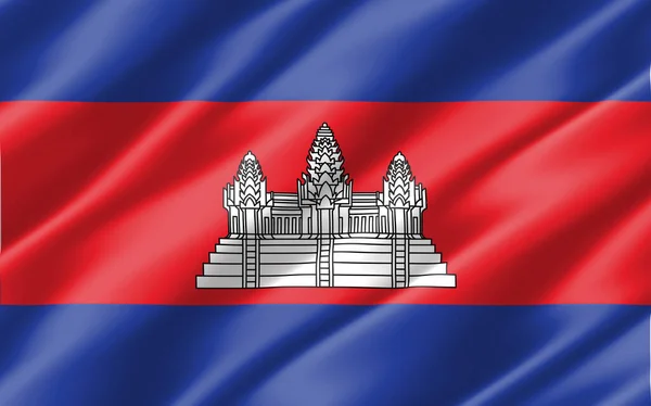 Bandeira Ondulada Seda Gráfico Camboja Ilustração Bandeira Cambojana Ondulada Bandeira — Fotografia de Stock