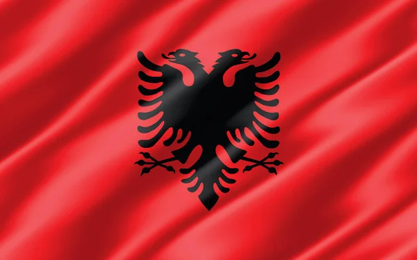 Bandera Ondulada Seda Albania Gráfico Ilustración Ondulada Bandera Albanesa Bandera —  Fotos de Stock