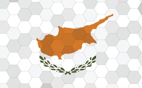 キプロスの旗のイラスト 抽象的な六角形の背景ベクトルを持つ未来的なキプロスフラググラフィック キプロス国旗は独立を象徴する — ストックベクタ