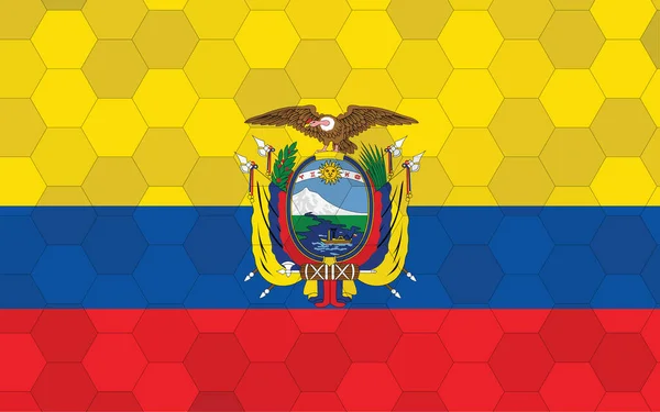 厄瓜多尔国旗图解 带有抽象六边形背景向量的未来主义厄瓜多尔国旗图形 厄瓜多尔国旗象征独立 — 图库矢量图片