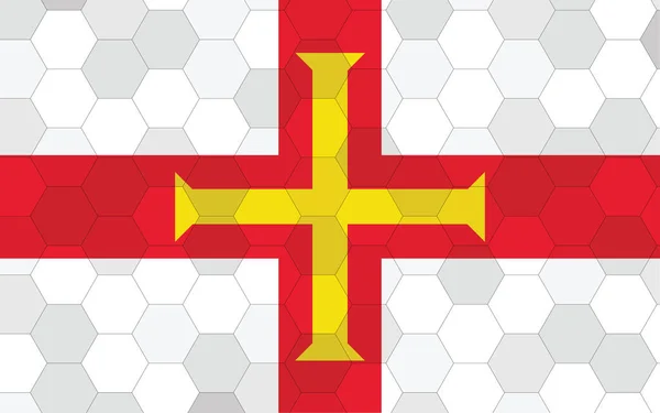ガーンジー旗のイラスト 抽象的な六角形の背景ベクトルを持つ未来的なGuernesiaisフラググラフィック ガーンジー国旗は独立を象徴している — ストックベクタ