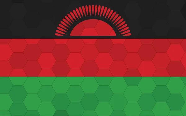 Ілюстрація Прапора Малаві Футуристичний Малавійський Прапор Графіка Абстрактним Шестикутником Фонового — стоковий вектор