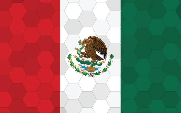 墨西哥国旗图解 带有抽象六边形背景向量的未来主义墨西哥国旗图形 墨西哥国旗象征独立 — 图库矢量图片