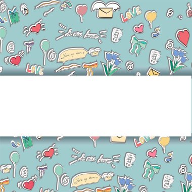 Elementli Doodle Love kartpostalı