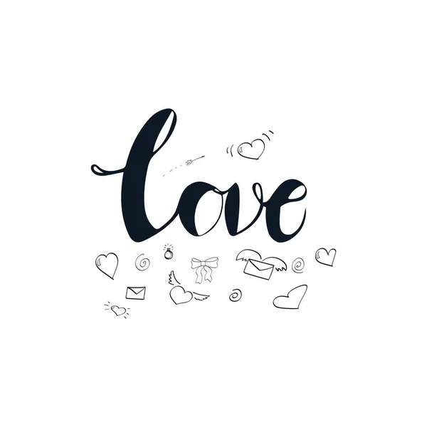 Doodle amore cartolina decorativa con elementi — Vettoriale Stock