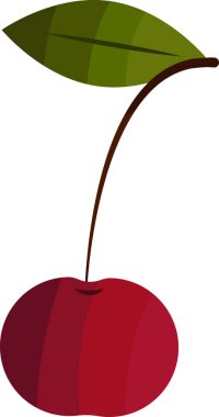 Beyaz arka planda izole edilmiş kiraz karikatürünün vektör çizimi. Sağlıklı gıda, diyet, vitamin ve alerji kavramı. Ambalaj kağıdı, kumaş, tekstil, duvar kağıdı, ağ yapımında kullanılabilir