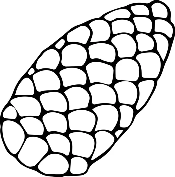 Ilustración vectorial de un cono de pino, abeto o cedro al estilo Doodle. Esquema negro sobre un fondo blanco aislado. Concepto de ecología, naturaleza, vacaciones de invierno, estacionalidad. Puede ser utilizado para — Vector de stock