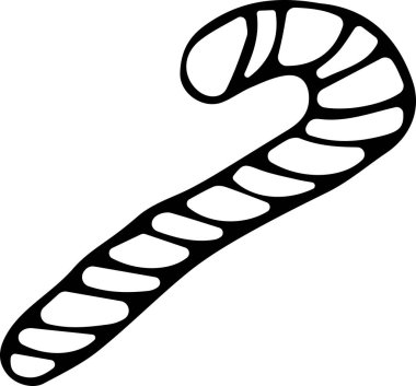Çubuk şekerin vektör çizimi, Doodle tarzında lolipop. İzole edilmiş beyaz bir arka planda siyah bir çizgi. Yeni yıl tatili kavramı, mutlu yıllar, mutlu Noeller. Kullanılabilir.