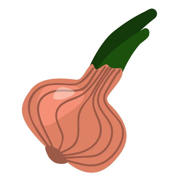 Ilustración vectorial del diseño plano del icono de cebolla. Ilustración de una cebolla, icono, objeto aislado sobre un fondo blanco. Vegetarianismo, comida saludable, verduras orgánicas. Para libros, revistas y — Vector de stock