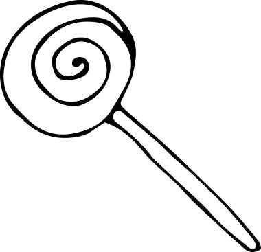 Doodle tarzında yuvarlak bir lolipopun vektör çizimi. Tatil kavramı, yeni yıl, Noel, doğum günü, şekerler, Cadılar Bayramı. Kumaş, tekstil, kitap, kağıt, duvar kağıdı için kullanılabilir