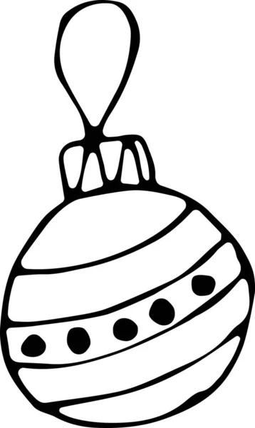 Noel ağacı oyuncağının vektör illüstrasyonu, içinde köknar ağacı resmi olan bir top Doodle tarzı. Noel konsepti, yeni yıl, kış tatili, kıyafet. Tekstil, kumaş için kullanılabilir.