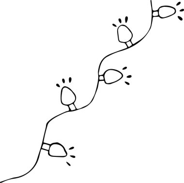 Noel ağaçlarını, evleri, Doodle tarzında odaları süslemek için çelenklerin vektör çizimi. Tatil konsepti, yeni yıl, Noel, karnaval, romantizm. Kumaş, kağıt için kullanılabilir.