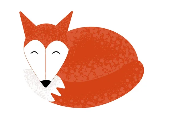 Vector illustration of a red Fox curled up in a ball and sleeping in the style of a cartoon. Concept of wild nature, autumn, animals, tricks. Can be used for books, Wallpapers,. fabrics, textiles — Stock Vector