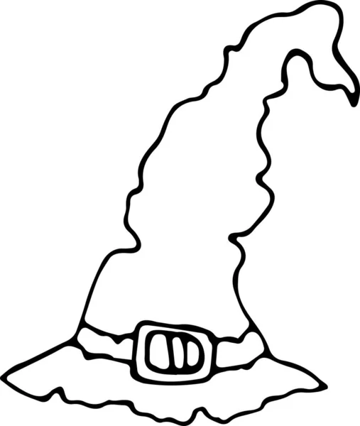 Cadılar Bayramı için Doodle tarzında bir cadı şapkasının vektör çizimi. Tatil, korku, korku, eğlence, Cadılar Bayramı konsepti. Kumaş, tekstil, kağıt, duvar kağıdı, kitap için kullanılabilir.