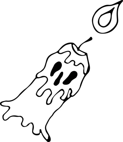 Ilustración vectorial de una vela encendida que se derrite con una cara para Halloween al estilo Doodle. El concepto de vacaciones, miedo, horror, diversión, Halloween. Puede ser utilizado para la tela, textiles, papel, papel pintado — Vector de stock