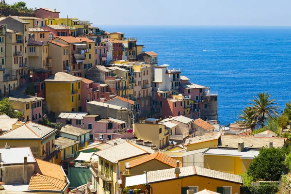 View Colorful Houses Roofs Ancient City Manarola Italy Cinque Terre — Stock Photo, Image