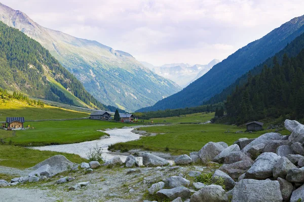 Альпийский Пейзаж Высокая Горная Альпийская Долина Летом Туристический Маршрут Krimml — стоковое фото