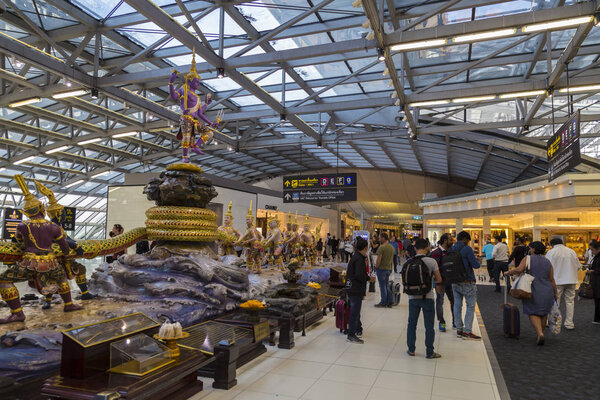 04.03.2018. Suvarnabhumi Airport - international airport of Bangkok . Thailand. Interior. Tourist destinatio