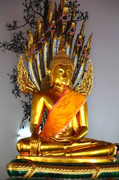 Wat Pho Ναός Του Ξαπλωμένου Βούδα Επιχρυσωμένο Άγαλμα Του Βούδα — Φωτογραφία Αρχείου