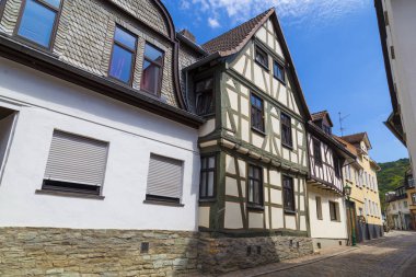 Antik kenti Eppstein Hesse, Almanya: Frankfurt, sokak eski şehrin tarihi yarı ahşap kent. Turizm hedef, turistik