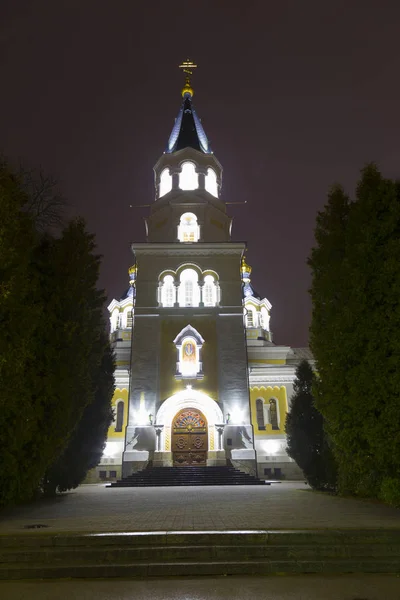Holy Transfiguration Cathedral v noci. Žitomir (Žytomyr). — Stock fotografie