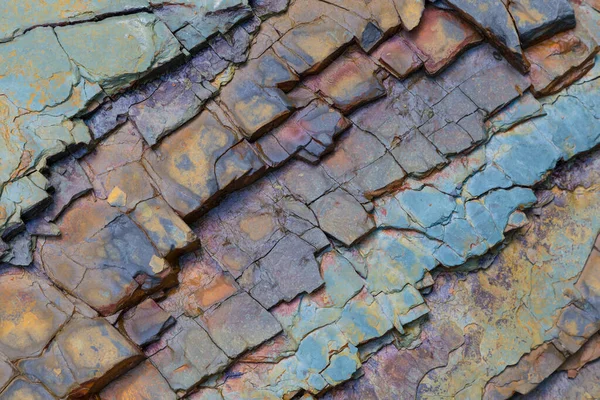 Objętościowa Kolorowa Teksturowana Naturalna Kamienna Powierzchnia Skały Wzór Kamienia Abstrakcyjne — Zdjęcie stockowe