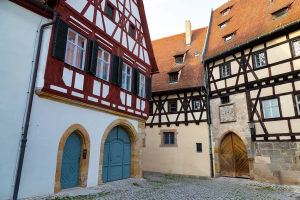 Svuota Antica Strada Con Case Colorate Nel Centro Storico Bamberga — Foto Stock