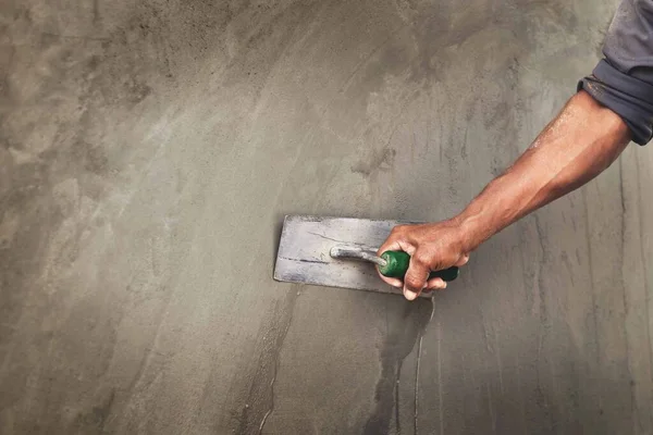 Concrete Plasterers Create Industrial Workers Background Walls Plastering Tools — Stock Photo, Image