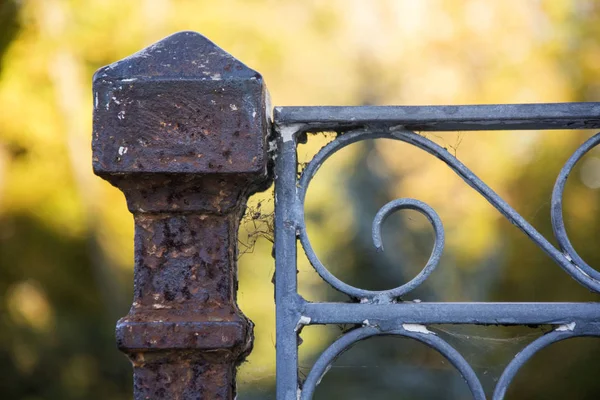 Foto Voor Een Detail Van Leuning Met Selectieve Aandacht Zonlicht — Stockfoto