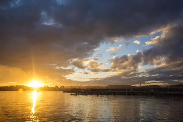 Photo Sunset Clouds Sun Sea — Stock Photo, Image