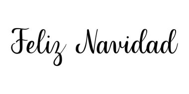 Feliz Navidad tabiri. El yazısıyla yazılmış vektör çizimi. Fırça kaligrafi stili. Beyaz arkaplanda siyah yazıt izole edildi.