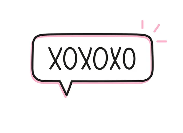 Xo xo xo inscription. Handwritten lettering illustration. Black vector text in speech bubble. Simple outline marker style. Imitation of conversation. — Stock Vector