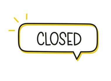 Kapalı bir yazı. El yazısıyla yazılmış resimli harfler. Konuşma balonunda siyah vektör metni. Basit taslak işaretleme biçimi. Sohbetin taklidi.