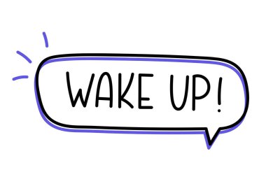 Yazıyı uyandır. El yazısıyla yazılmış resimli harfler. Konuşma balonunda siyah vektör metni. Basit taslak işaretleme biçimi. Sohbetin taklidi.