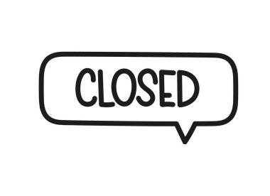 Kapalı bir yazı. El yazısıyla yazılmış resimli harfler. Konuşma balonunda siyah vektör metni. Basit taslak işaretleme biçimi. Sohbetin taklidi.