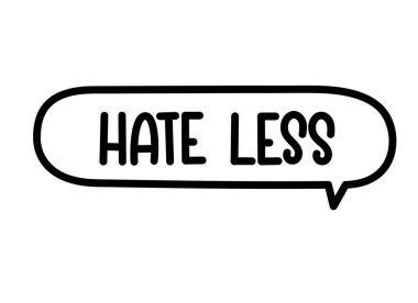 Daha az yazıdan nefret ederim. El yazısıyla yazılmış resimli harfler. Konuşma balonunda siyah vektör metni. Basit taslak işaretleme biçimi. Sohbetin taklidi.