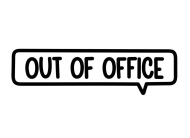 Ofis dışı yazıtlar. El yazısıyla yazılmış resimli harfler. Konuşma balonunda siyah vektör metni. Basit taslak işaretleme biçimi. Sohbetin taklidi.