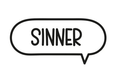 Günahkar yazıtlar. El yazısıyla yazılmış resimli harfler. Konuşma balonunda siyah vektör metni. Basit taslak işaretleme biçimi. Sohbetin taklidi.