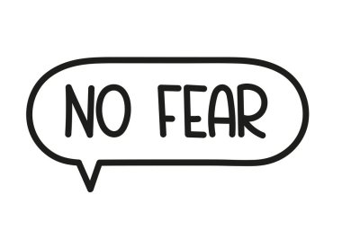 Yazıttan korkma. El yazısıyla yazılmış resimli harfler. Konuşma balonunda siyah vektör metni. Basit taslak işaretleme biçimi. Sohbetin taklidi.