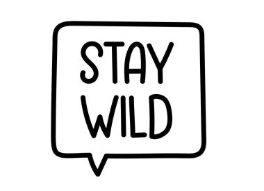 Vahşi yazıtta kalın. El yazısıyla yazılmış resimli harfler. Konuşma balonunda siyah vektör metni. Basit taslak işaretleme biçimi. Sohbetin taklidi.