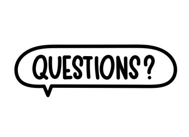 Sorular, yazıtlar. El yazısıyla yazılmış resimli harfler. Konuşma balonunda siyah vektör metni. Basit taslak işaretleme biçimi. Sohbetin taklidi.